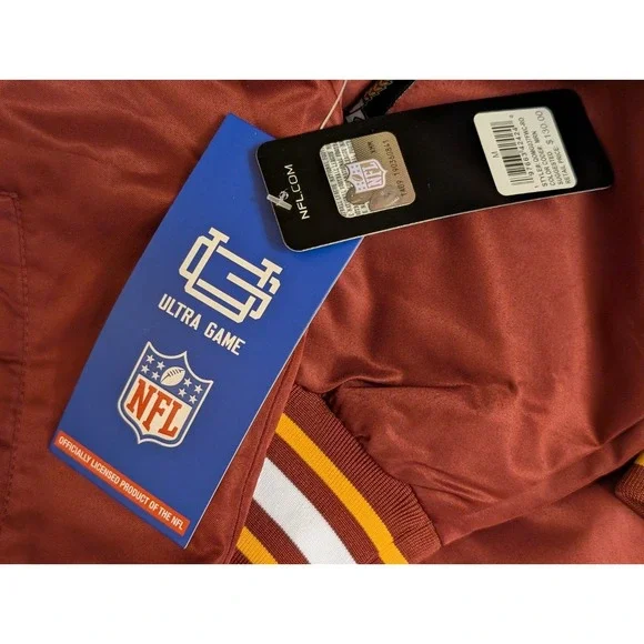 Washington Commanders Bomber Varsity Satin Jacket Mens Medium Full Snap Burgundy - Picture 13 of 16